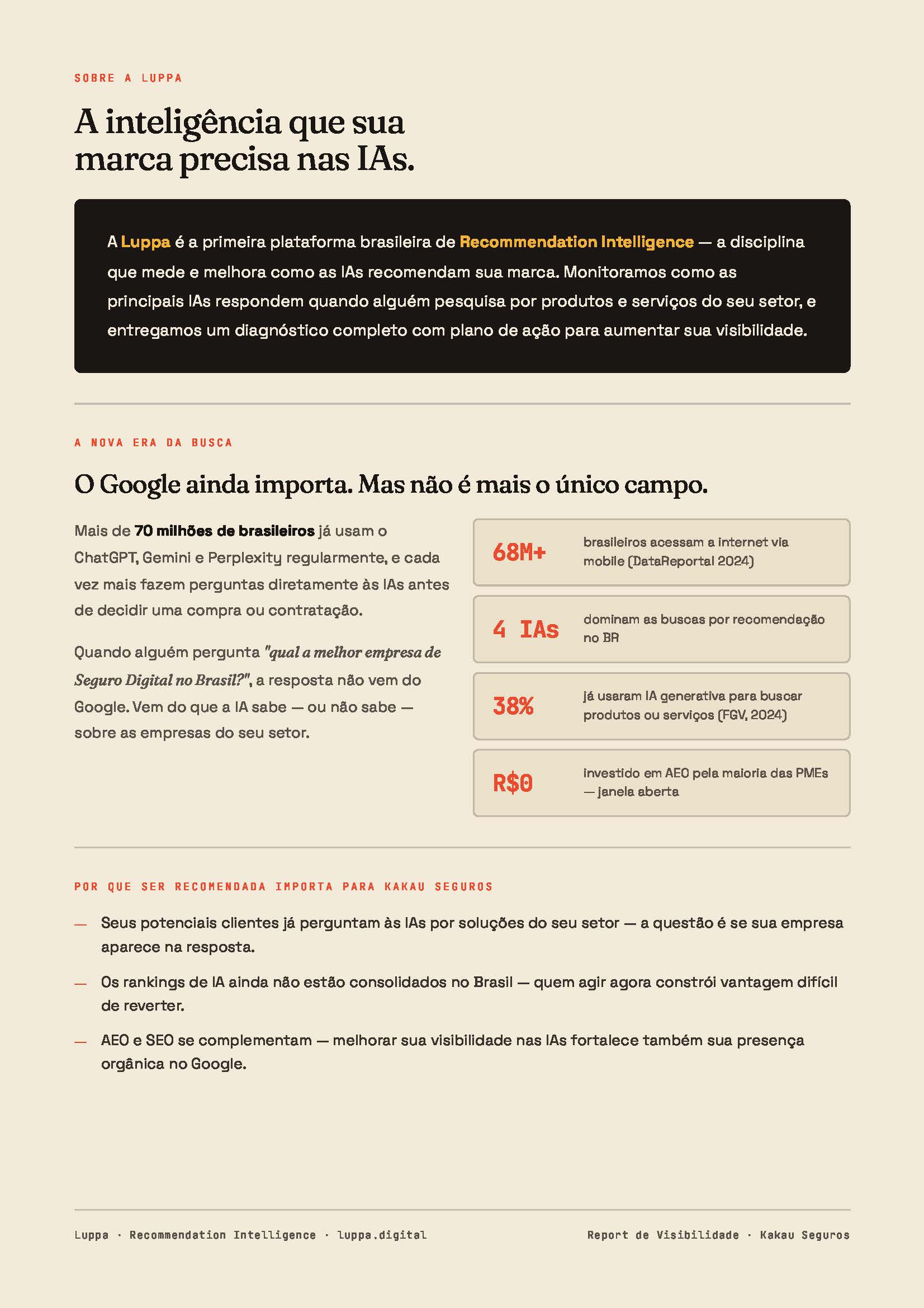 Página 2 do relatório: o contexto do setor da empresa, com cada número acompanhado da fonte de onde saiu.